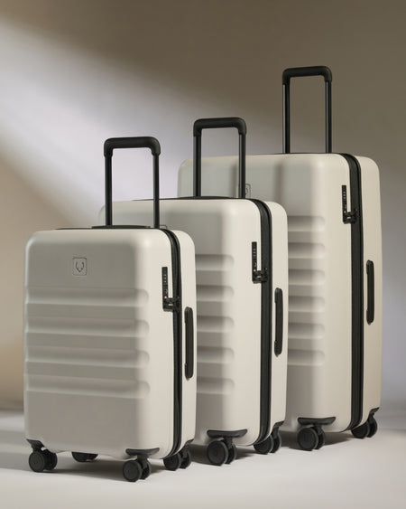 Large Carry-on Luggage Set in Taupe - Icon Stripe