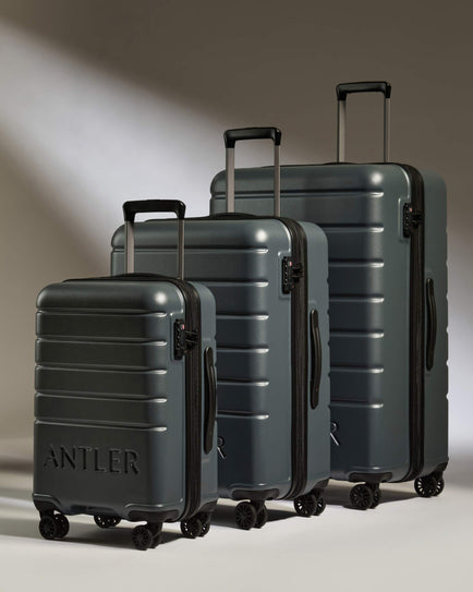 Expandable Carry-on Luggage Set in Granite Gray - Logo