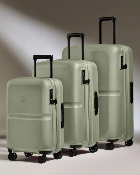 Expandable Carry-on Luggage Set in Clover Green - Single Stripe