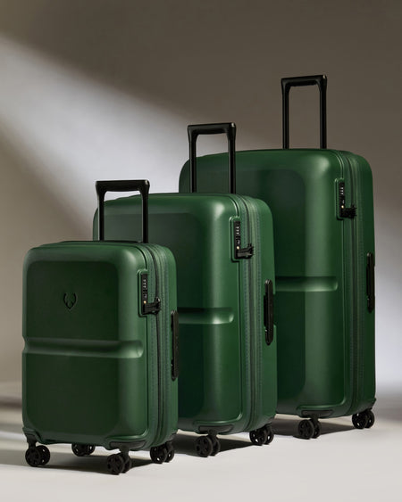 Expandable Carry-on Luggage Set in Antler Green - Single Stripe