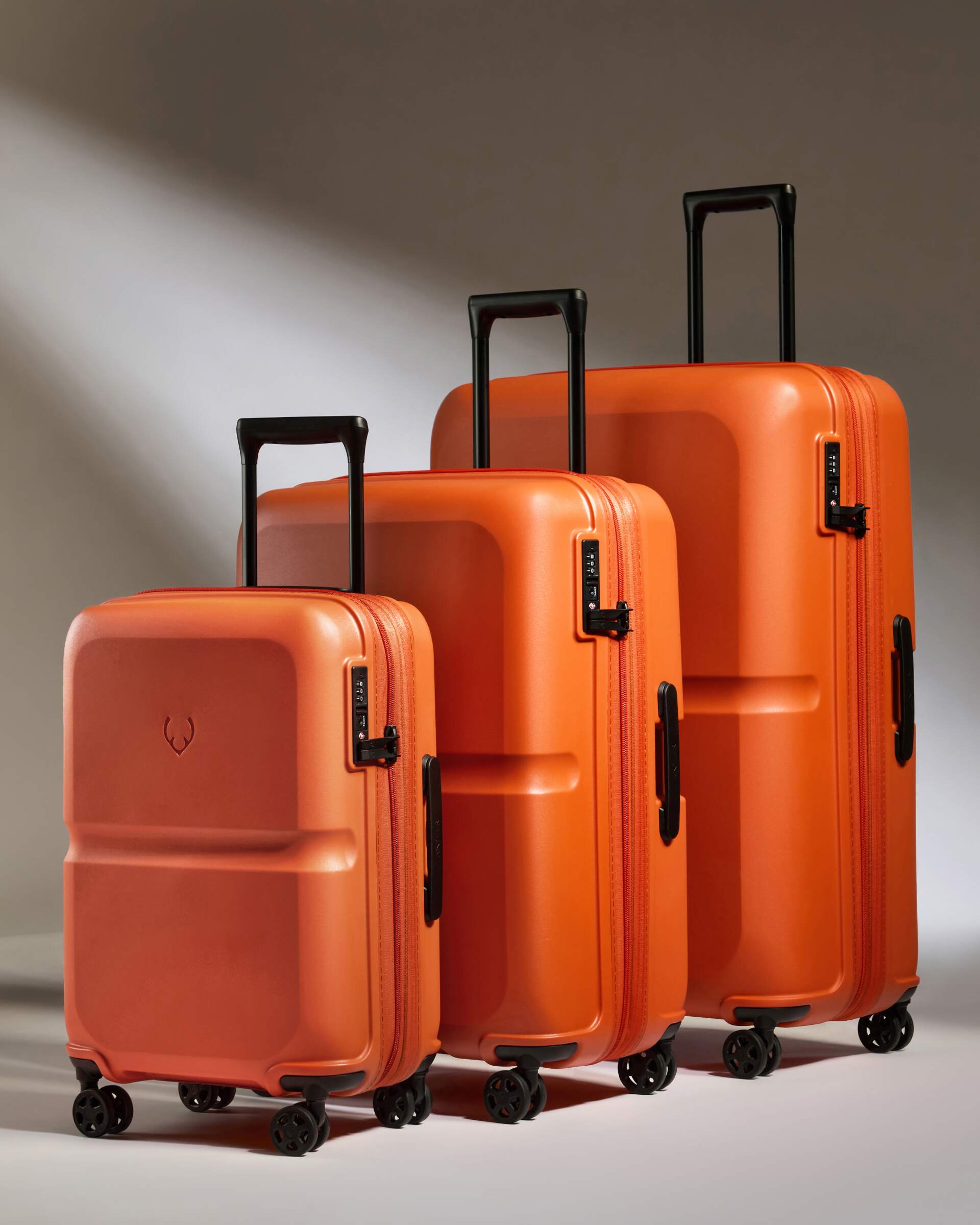 Expandable Carry on Luggage Set in Ember Orange Single Stripe