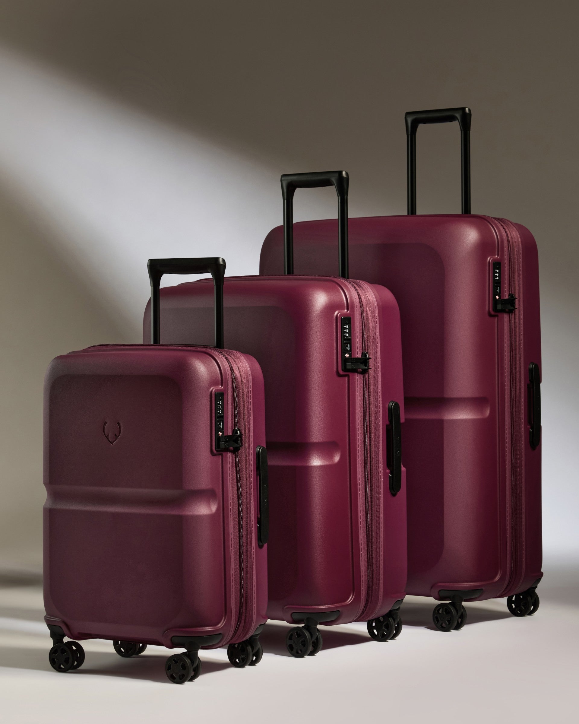 Expandable Carry on Luggage Set in Purple Single Stripe Lightweight Hard Luggage Antler USA