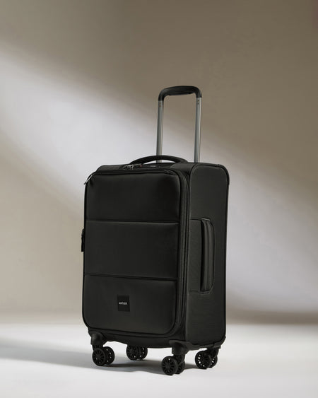 Lightest Expandable Carry-on Luggage Set in Black - Soft Stripe