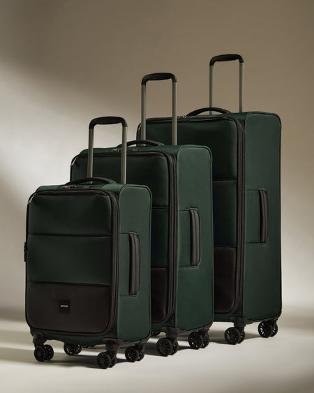 Lightest Expandable Carry-on Luggage Set in Antler Green - Soft Stripe