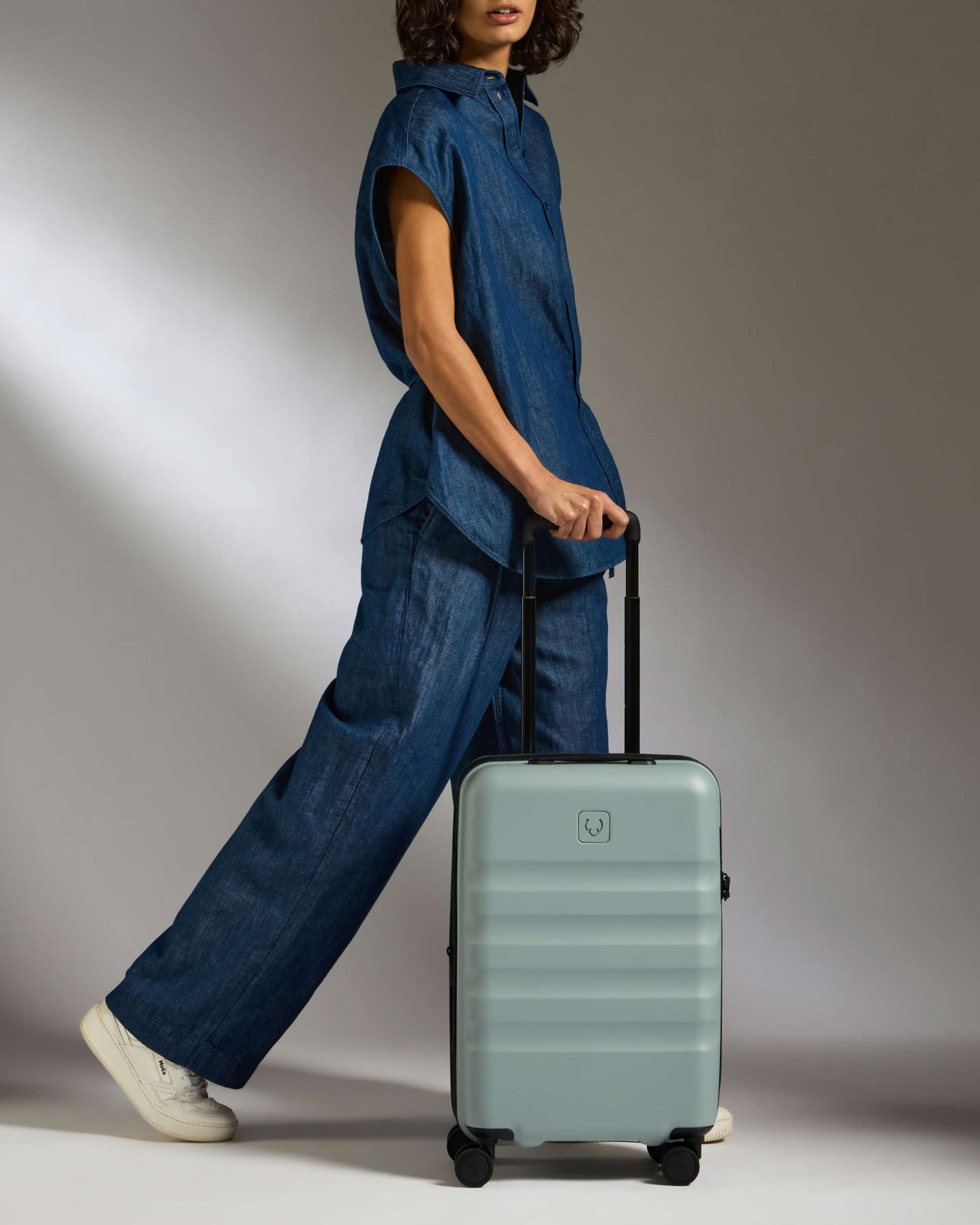 Expandable Carry-on Luggage in Mist Blue - Icon Stripe