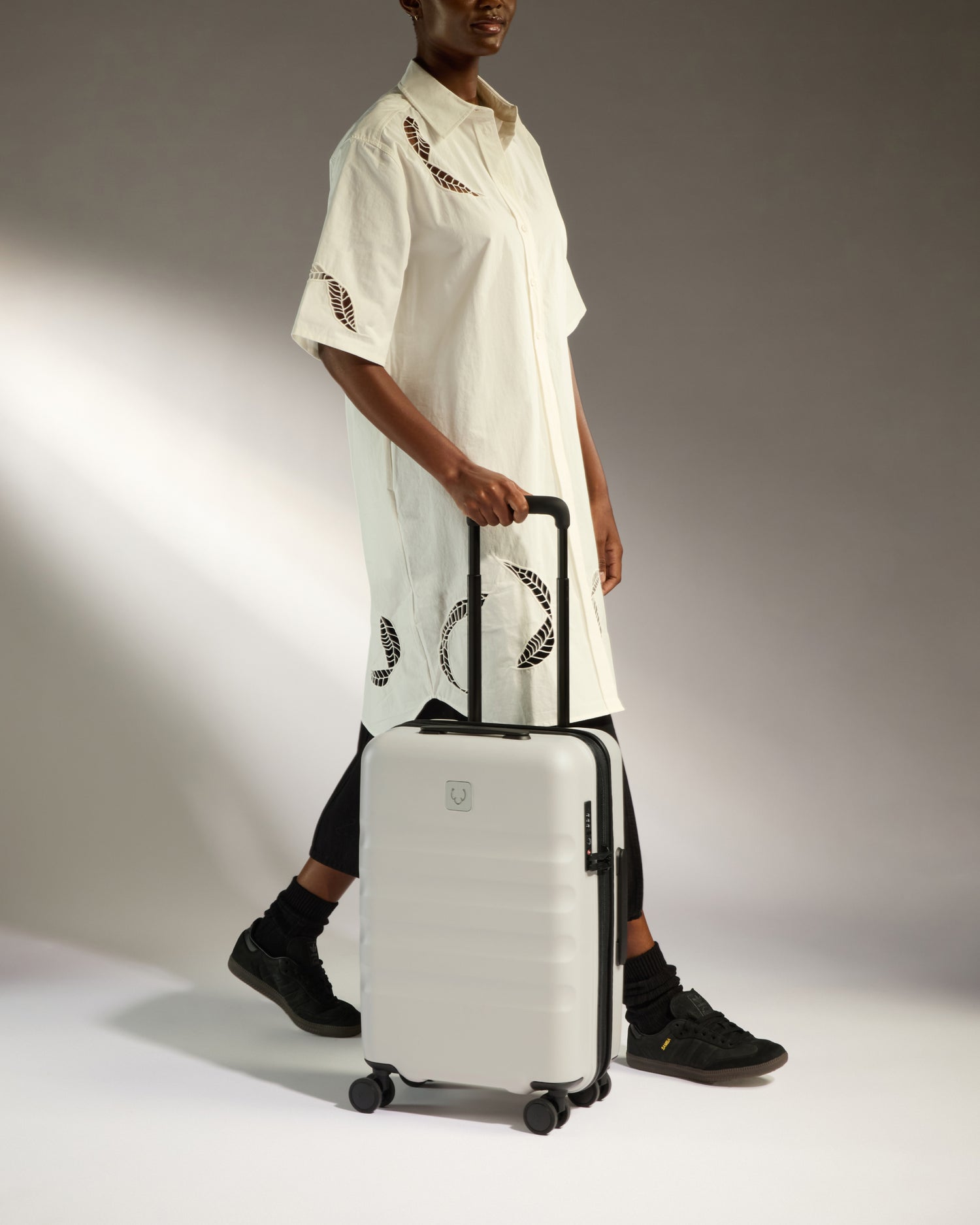 Expandable Carry-on Luggage in Taupe - Icon Stripe