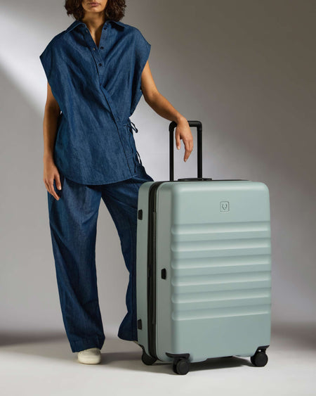 Large Luggage in Mist Blue - Icon Stripe