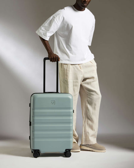 Medium Suitcase in Mist Blue - Icon Stripe