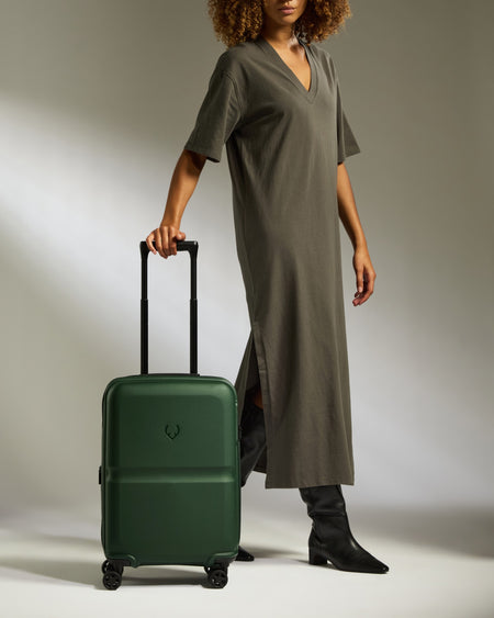 Expandable Carry-on Luggage in Antler Green - Single Stripe