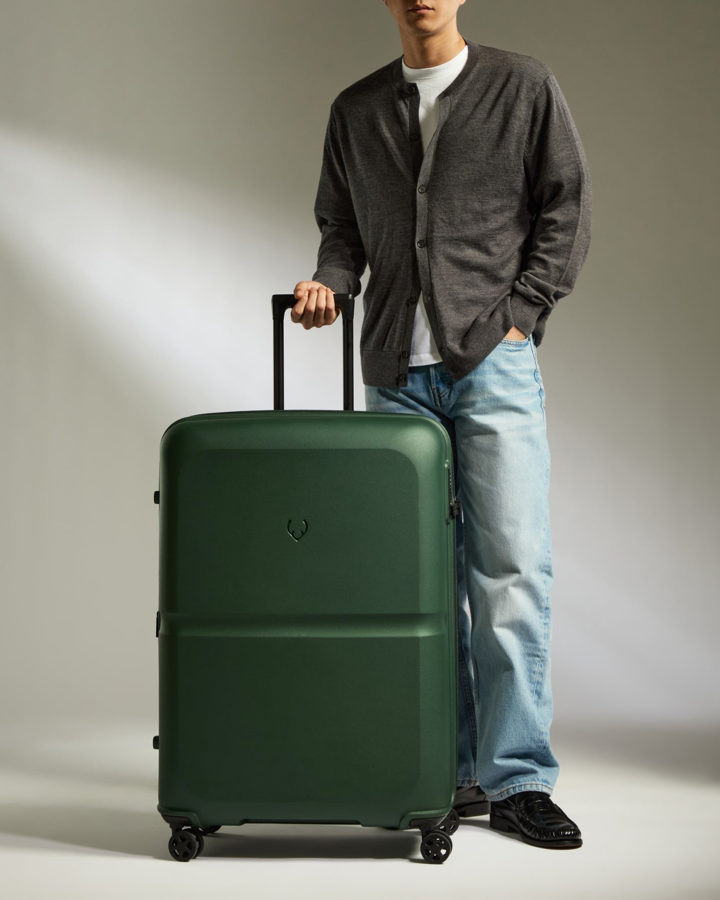 Large Luggage in Antler Green - Single Stripe