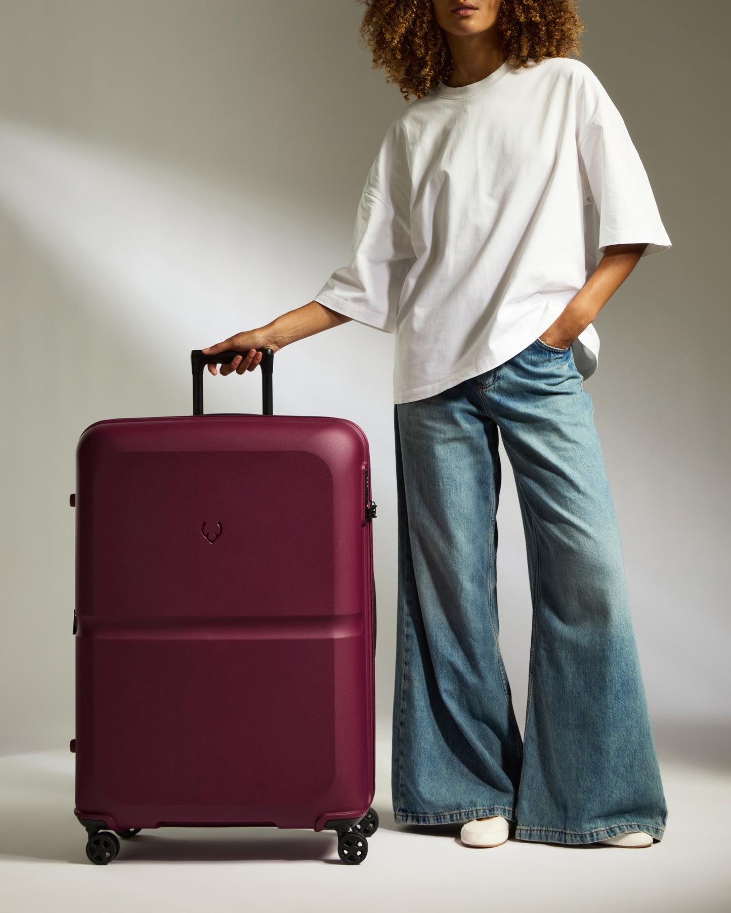 Large Luggage in Heather Purple - Single Stripe