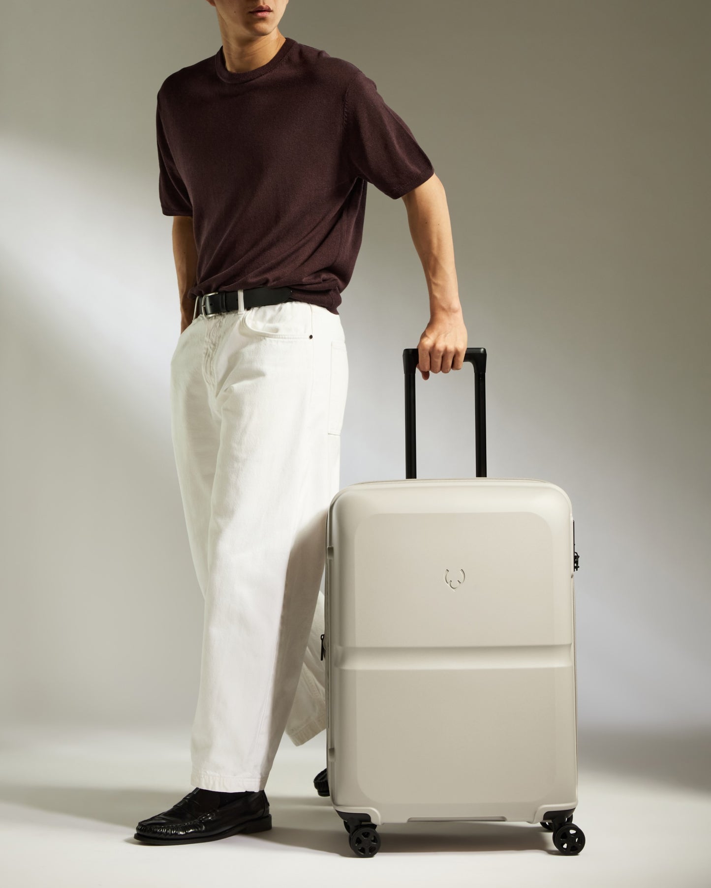 Medium Luggage in Taupe - Single Stripe