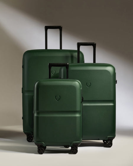 Expandable Carry-on Luggage Set in Antler Green - Single Stripe