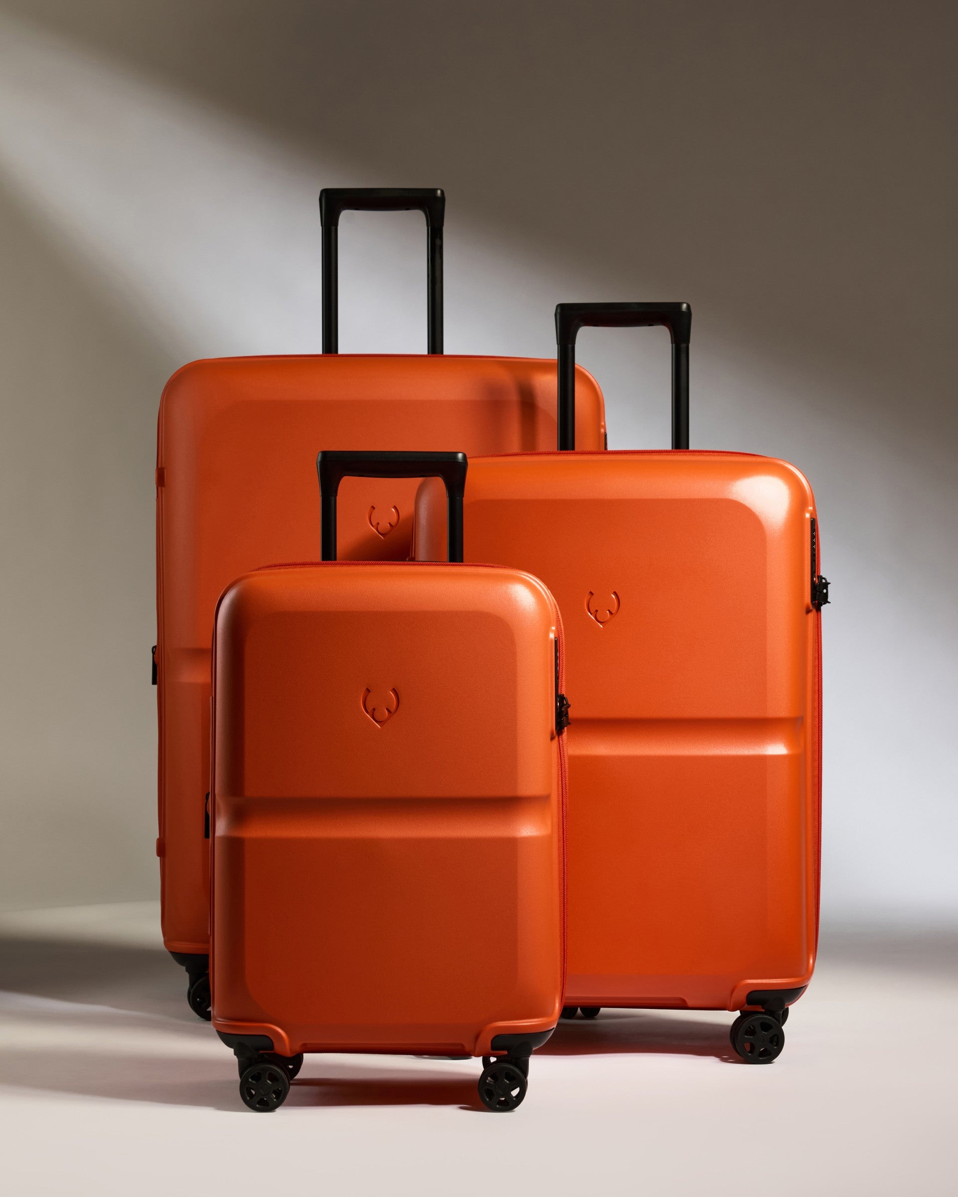 Expandable Carry on Luggage Set in Ember Orange Single Stripe