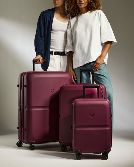 Expandable Carry-on Luggage Set in Heather Purple - Single Stripe