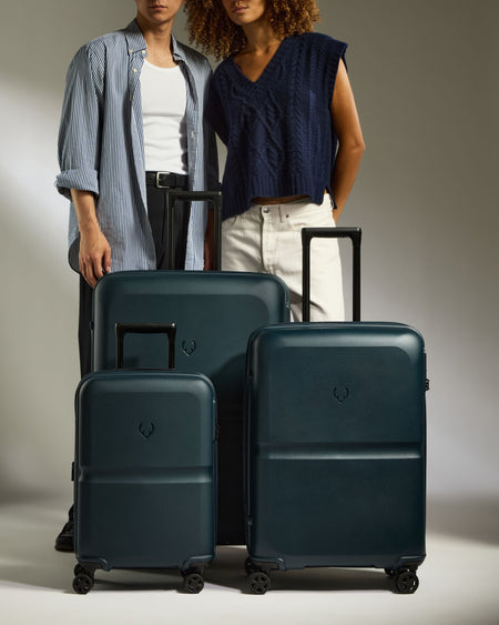 Expandable Carry-on Luggage Set in Indigo Blue - Single Stripe