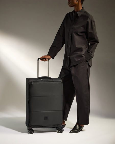 Lightest Medium Luggage in Black - Soft Stripe