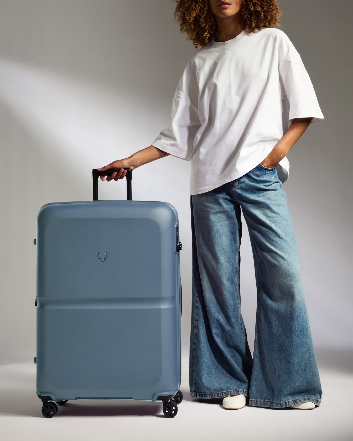 Large Luggage in Cove Blue - Single Stripe