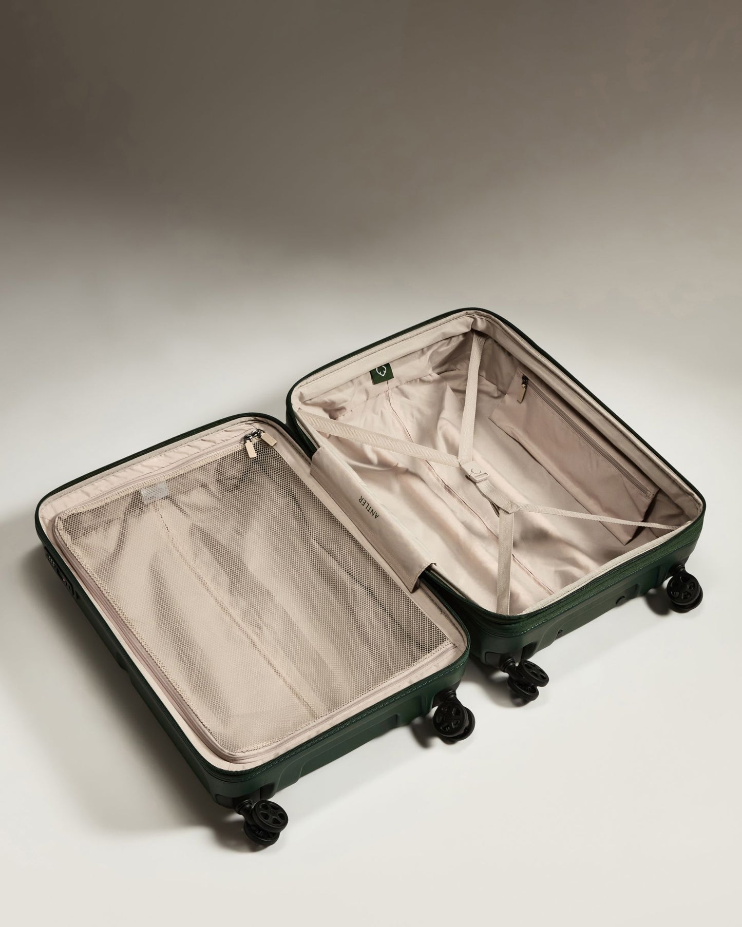 Expandable Carry-on Luggage Set in Antler Green - Single Stripe