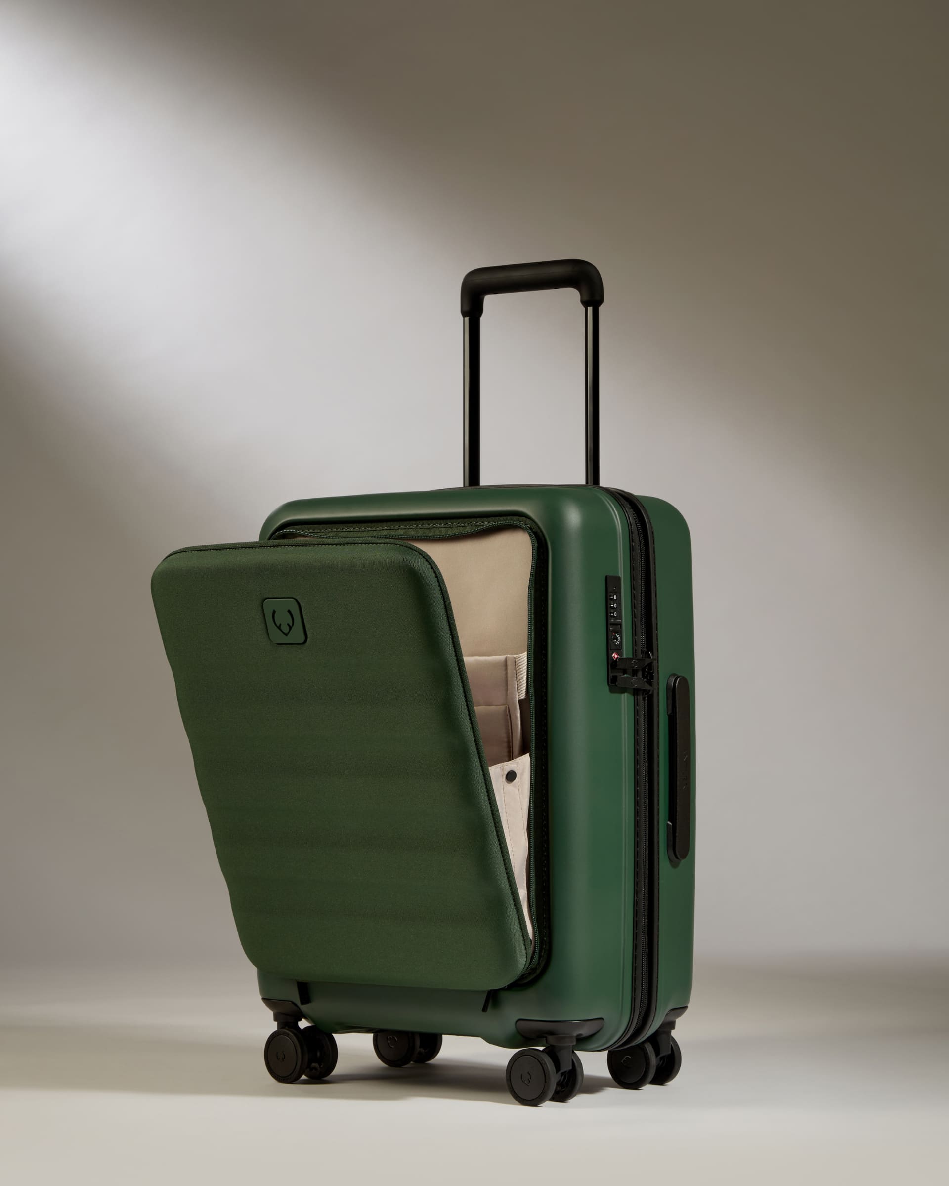 Carry on with Pocket Luggage in Green Icon Stripe Hard Suitcase Antler USA