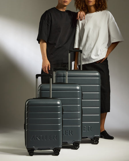 Expandable Carry-on Luggage Set in Granite Gray - Logo